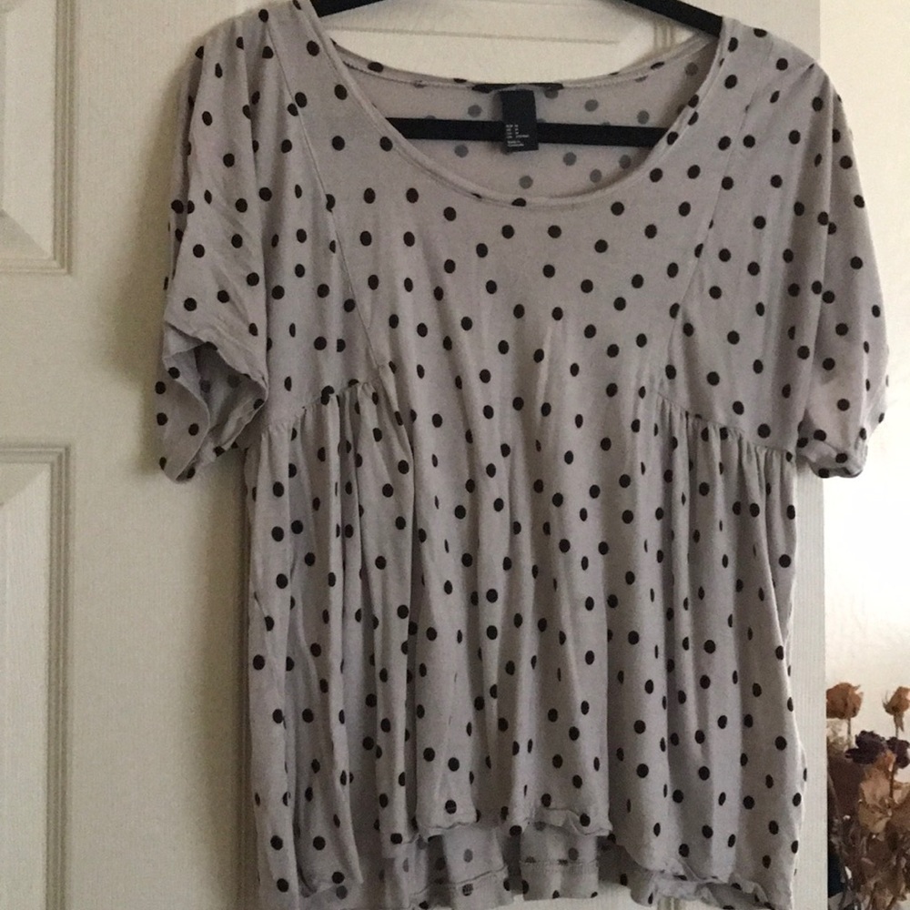 Grey Polka Dot flowy top